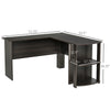 L-Shaped Computer Desk, Laptop Workstation with Return and 2 Storage Shelves for Home Office, Dark Brown