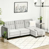 Upholstered L-Shaped Sofa Bed, Reversible Sectional Recliner Sofa Set, Velvet-Feel Sleeper Futon with Footstool, Grey
