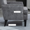 Modern Accent Chair, Upholstered Living Room Chair with Solid Wood Legs and Nailhead Trim, Armchair for Living Room, Bedroom, Home Office, Dark Gray
