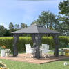 10' x 10' Patio Gazebo Canopy Outdoor Pavilion with Mesh Netting SideWalls, 2-Tier Polyester Roof, & Steel Frame, Dark Grey