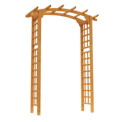 7.5' Fir Wood Round Outdoor Garden Pergola Style Arbor Arch Trellis