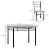 Kitchen Table and Chairs for 4, Modern Dining Table Set with Padded Sponge Cushion Chairs and Marble Textured Dining Table, Light Grey/Black