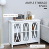 Modern Kitchen Sideboard, Buffet Cabinet with 2 Storage Cupboard, Glass Doors for Living Room, Bedroom, White