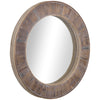 31" Wall Mirror, Round Mirror for Wall in Living Room, Bedroom, Rustic Brown