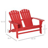Outdoor Adirondack Chair, Wooden Loveseat Bench, Lounger Armchair with Flat Back for Garden, Deck, Patio, Fire Pit, Red