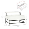 Modern Lift Top Coffee Table with Hidden Storage Compartment and Metal Legs, for Living Room, Home Office, White