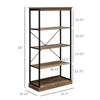 4-Tier Industrial Modern Style Open Standing Bookshelf Organizer Storage Rack for Living Room, Bedroom, Brown/Black