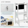 2-in-1 Kids Kitchen Step Stool, Detachable Toddler Table and Chair Set Step Stool with Safety Rail Chalkboard for Kitchen, Bathroom, Grey