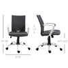 Mid Back Home Office Chair with Adjustable Height, High Armrests and Rocking Function, Dark Grey/White