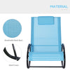 Patio Rocking Chair, Outdoor Chaise Lounger with Headrest Pillow and Breathable Fabric for Backyard, Living Room, Deck, Light Blue