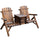 Wooden Double Adirondack Chair Loveseat with Inset Ice Bucket, Rustic Aesethic, & Weather-Resistant Materials