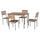 Modern 5-Piece Wooden Counter Dining Kitchen Table Set, 1 Table 4 Chairs Metal Legs, Suitable For Outdoors, Brown