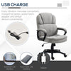 Massage Office Chair with 2 Vibration Points, USB Power, Height Adjustable Computer Chair, Comfy Desk Chair, Light Gray