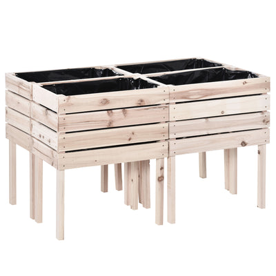 4PCS Wooden Raised Garden Beds Kits Elevated Planter for Outdoor Plants Flowers Vegetables, Raised Garden Boxes