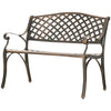 Cast Aluminium Garden Bench 2 Seater Antique Loveseat for Outdoor Patio Porch Park, Bronze