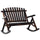 Wooden Rocking Chair, Indoor Outdoor Porch Rocker with Slatted Design, High Back for Backyard, Garden, Carbonized