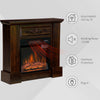 32" Electric Fireplace with Mantel, Freestanding Heater with LED Log Flame, Overheat Protection and Remote Control, 1400W, Brown