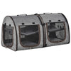 Cat Carrier 39" Portable Soft-Sided Pet With Divider  Dual Compartment  Oxford Fabric  & Storage Bag  Grey