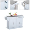 Portable Multi-Storage Rolling Kitchen Island Storage Cart with Stainless Steel Top, White