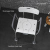 3-in-1 Shower Chair with Back and Arms, Height Adjustable Bedside Commode, Raised Toilet Seat with Non-Slip Rubber Foot Pad for Seniors, Disabled, White