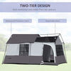 Grey 8-10 Man Camping Tent with Weatherproof Rain Cover, Double Layer Backpacking Family Shelter with Mesh Windows, Zipper Door