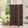 6' Tall Wicker Weave 3 Panel Room Divider Wall Divider, Brown