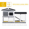 2-Story Rabbit Hutch Wooden Bunny Hutch Cage Small Animal House with Ramp, No Leak Tray, Weatherproof Roof and Outdoor Run, Grey