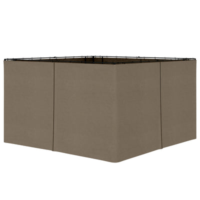 10' x 12' Universal Gazebo Sidewall Set with 4 Panels, Hooks/C-Rings Included for Pergolas & Cabanas, Brown