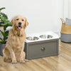 Large Elevated Dog Bowls with Storage Drawer Containing 21L Capacity, Raised Raised Pet Feeding Station with 2 Stainless Steel Bowls, Gray
