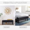 44" Tufted Faux Leather Ottoman Storage Bench with Shoe Rack - Black | Aosom