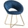 Modern Accent Velvet Chair Open Curved Mid-Back Upholstered Vanity Chair with Gold Plating Metal Legs for Living Room/Office/Reception, Blue