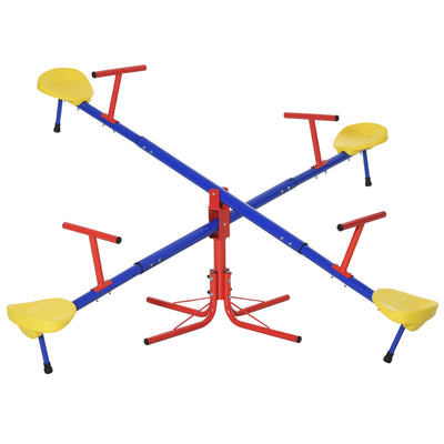 Teeter Totter 4 Seat Outdoor Seesaw for Backyard Multiple Kids Playground Equipment Active Play 3-8 Years Old