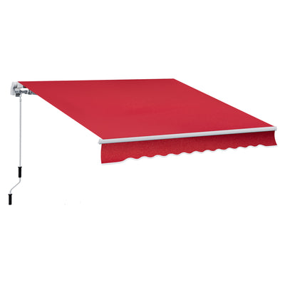 12' x 10' Manual Retractable Awning Outdoor Sunshade Shelter for Patio, Balcony, Yard, with Adjustable & Versatile Design, Wine Red
