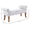 Traditional Style Entryway Bed End Shoe Bench with Button Tufted and Rounded Arm for Living Room, Light Grey