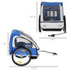 2-Seat Bike Trailer Kids Child Bicycle Trailer with a Strong Steel Frame, 5-Point Seat Harnesses, & Comfortable Seat, Blue