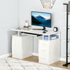 47" Computer Desk with Keyboard Tray and Storage Drawers, Home Office Workstation Table with Storage Shelves, White