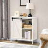 Buffet Cabinet, Farmhouse Sideboard, Bar Cabinet with Adjustable Shelf, Sliding Barn Door for Kitchen, White