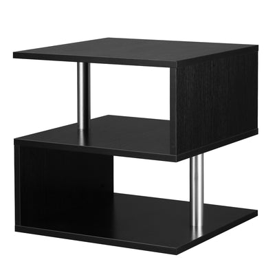 Lift Top Coffee Table Modern Designer S-Shaped Accent table 3-Tier Side Table Multi Level Accent End Table with 2 Steel Support Poles, Black