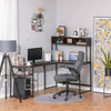L-Shaped Home Office Desk with Bottom Tower Shelf, 3 Cube Shelves, Computer Writing Desk with Metal Frame, Walnut Brown