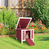 Small Wooden Rabbit Hutch Bunny Cage Guinea Pig House Dog Cage with Openable & Waterproof Roof, Red