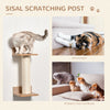 Indoor Cat Activity Tree 4-Piece Set, Mounted Pet Climbing Perches w/ Feeding Station, Hammock Stairs, Scratching Post, Jumping Platform, Beige