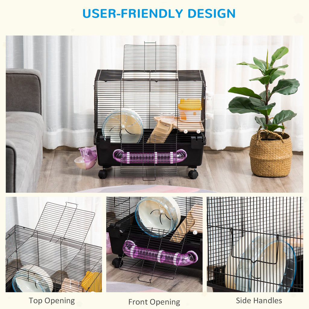 2-Tier Hamster Cage, Small Animal Habitat for Rats, Gerbils, Mesh Wire