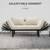 Single Person Chaise Lounger, Modern Sofa Bed with 5 Adjustable Positions, 2 Large Pillows, and Black Legs, Beige