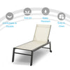 Reclining Chaise Lounge Outdoor Wooden Lounge With Wheels & Adjustable Backrest Bed Lounger White