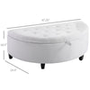 Half Moon Modern Luxurious Polyester Fabric Storage Ottoman Bench with Legs Lift Lid Thick Sponge Pad for Living Room, White