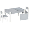 3 Pcs Kids Table and Chair Set with Storage Under Tabletop, Activity Table and 2 Chairs, Kids Drawing Table for Playroom Furniture, Grey