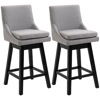 Bar Stools, Bar Stools with Backs, Soft Padding Cushion, Wood Legs for Kitchen, Bar, Bar Height Bar Stools, Light Grey