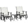3-Piece Gliding Chair & Tea Table Set, Outdoor 2 Rocker Seats with Steel Frame, Tempered Glass Tabletop, Garden Patio Furniture, Cream White