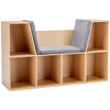 6-Cubby Kids Bookcase, Reading Nook Organizer with Seat Cushion, Toddler Storage Cabinet Shelf for Playroom Bedroom Natual, 40.5" x 12" x 23.5"