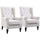 Button-Tufted Accent Chair with High Wingback, Rounded Cushioned Armrests and Thick Padded Seat, Set of 2, Cream White